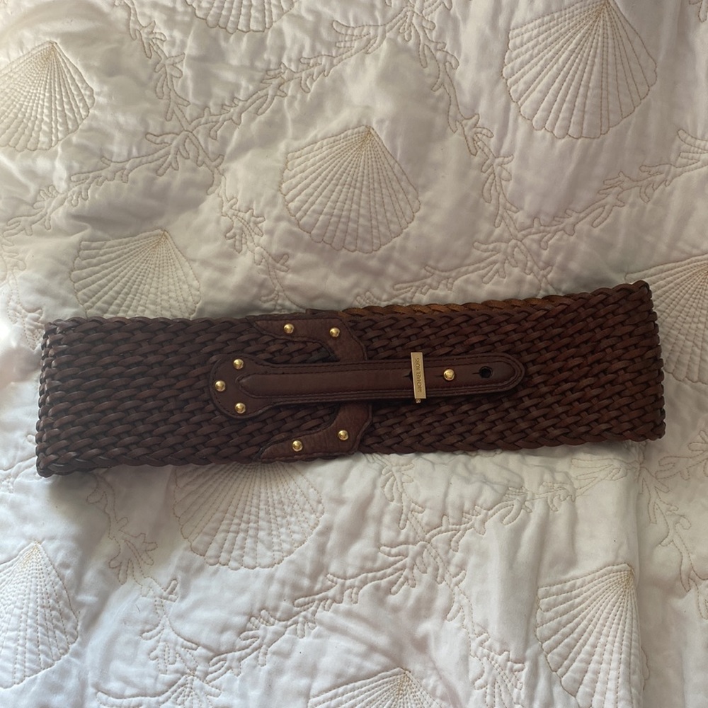 Sale! Perfect Vintage Michael Kors 4” wide by 39.5 to 41.5” woven leather belt